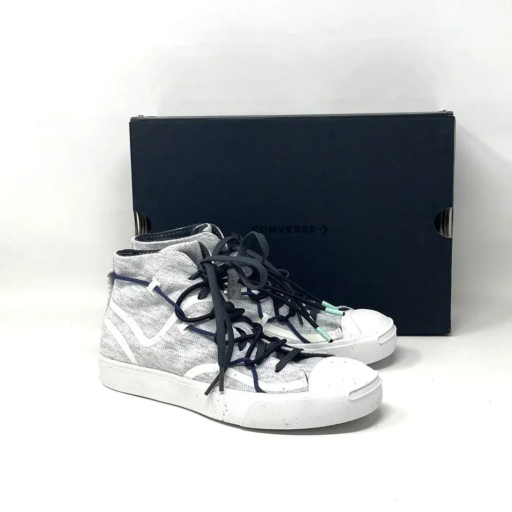 💖MEGA SALE💖Converse Jack Purcell Rally Mid White Gray Shoes Women  170947C